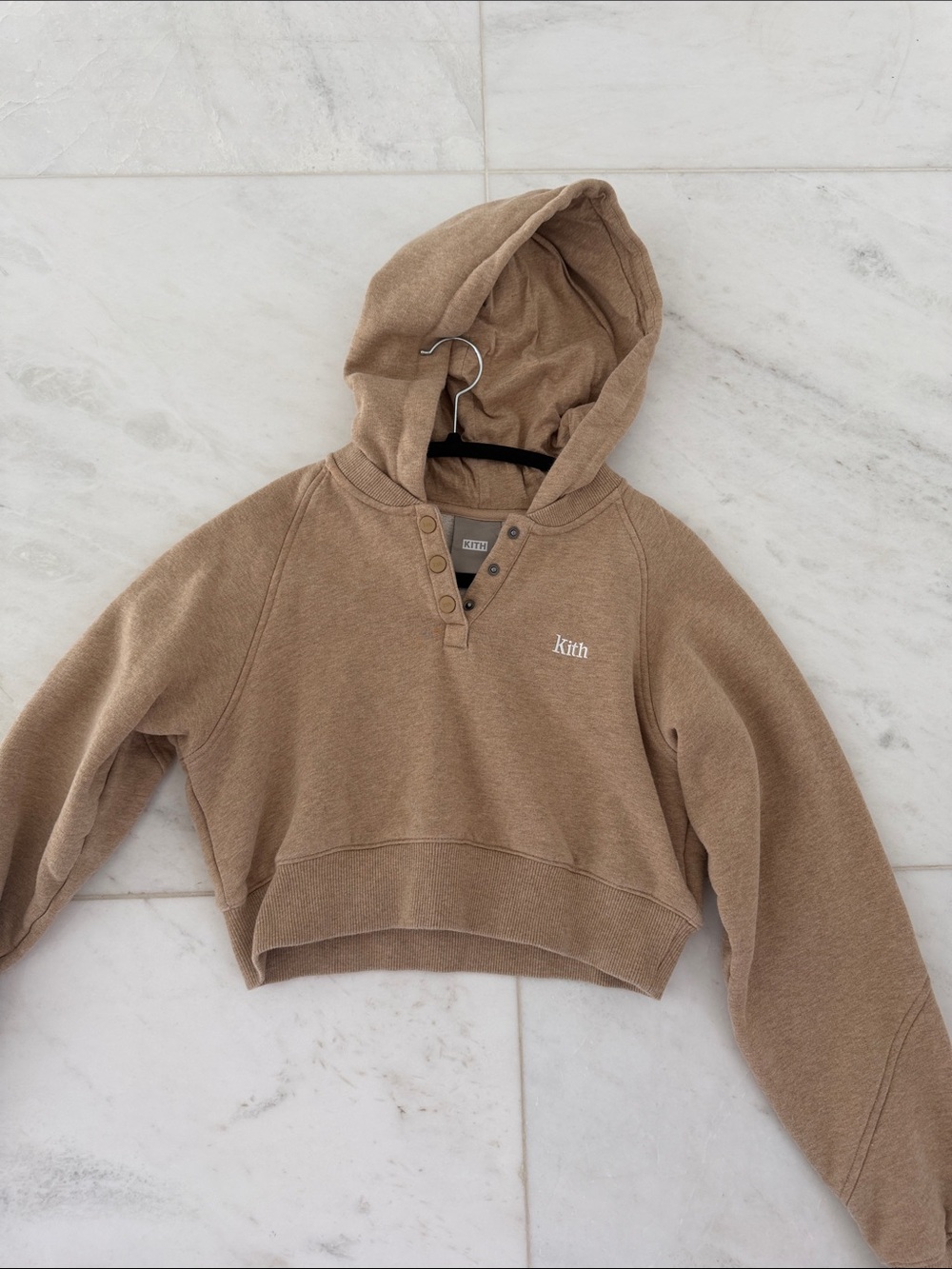 Kith Women's Cropped Hoodie Sweater in Tan